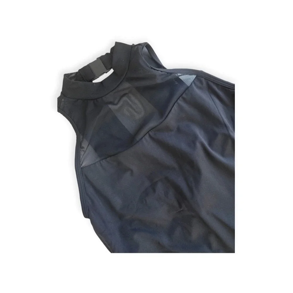 Halara Tennis Dress Womens Medium Black Mesh Mock Neck Softlyzero Airy NWT - Picture 3 of 9